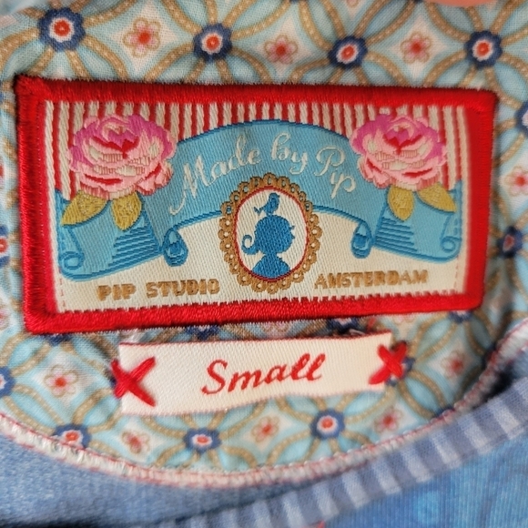 PIP STUDIO blue floral knit tunic top size small - Picture 2 of 8